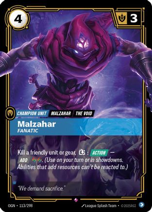 113/298 Malzahar - Fanatic Foil Origins