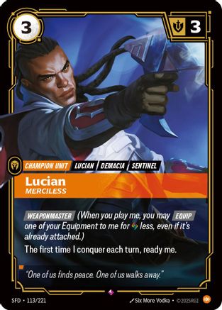 113/221 Lucian - Merciless Foil Spiritforged