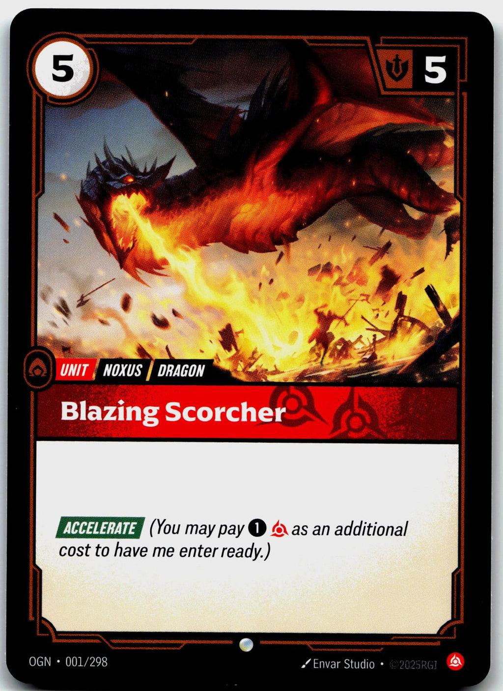 001/298 Blazing Scorcher Foil Riftbound Organized Play Promotional Cards