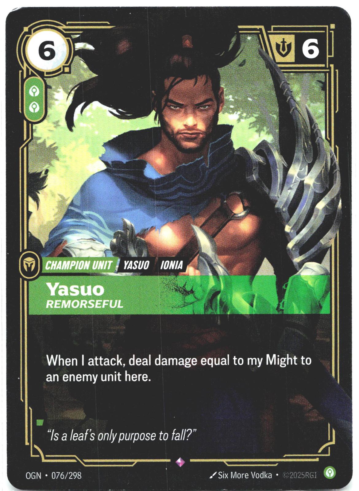 076/298 Yasuo - Remorseful Foil Origins